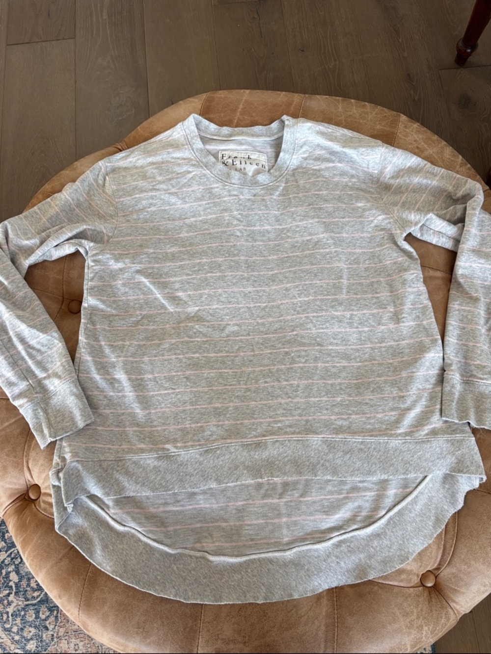 Frank&Eileen Long Sleeve Gray w/Pink Stripe Top Size S
